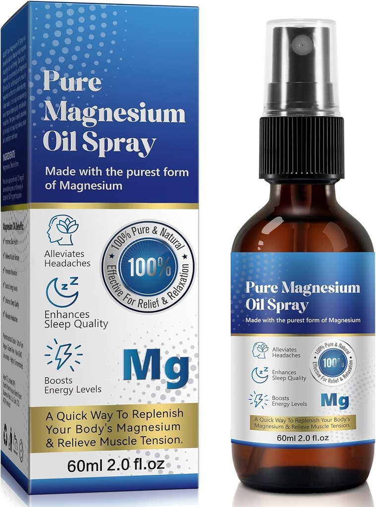 Generic 2 Fl Oz Magnesium Olje Spray - Ren og organisk - høy konsentrasjon Magnesium - Ikke-GMO, Glutenfri - lett å absorbere (1pc)