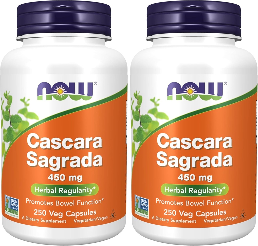 NU Kosttilskudd, Cascara Sagrada (Rhamnus purshiana)450 mg, 250 Veg Kapsler (pakke på 2)