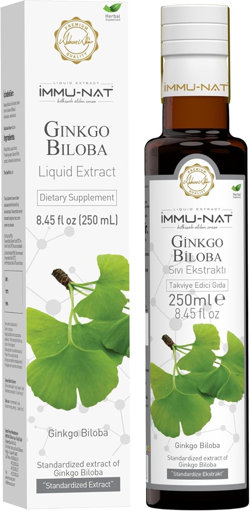 Ginkgo Biloba Premium Liquid Supplement - 8.5oz - Forbedrer minne og kognitiv funksjon - Herbal Formula