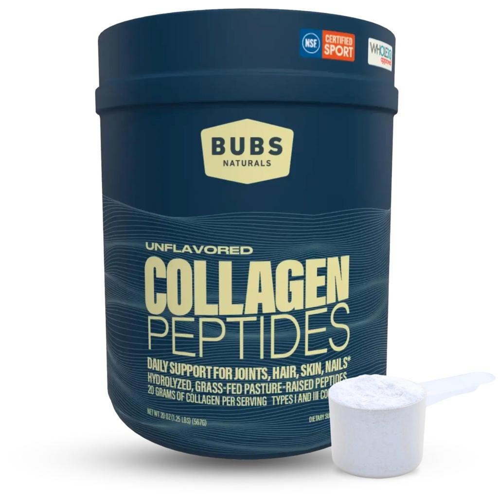 BUBS Naturals Collage Peptider pulver, kollagen for kvinner og menn, Hydrolyserte Peptider, Unflavored Pasture hevet Gras Fed, Paleo Keto Vennlig, støtter hår hud og felles helse (20 oz) 28 Services