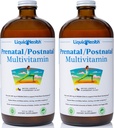 LIQUIDHEALTH Prenatal/Postatal Flere flytende kvinners multivitamin med ekte folat - Pre & postnatal vitaminer for før, under, etter graviditet - laget i USA, vegansk, sukkerfri, ikke-GMO (2-pakke)