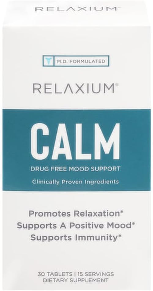 Relaxium Calm, Ikke-Habit Forming, Stress og Mood Support Supplement, heve Mood & Boost Relaxation med Ashwagandha, 5-HTP, GABA, Passion Blomster, (30 tabletter, 2 ukers forsyning)