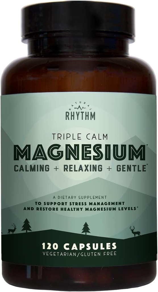 Naturlig Rhythm rolig og immun støtte - Triple Calm Magnesium (120 kapsler) + Ah Chews! Immun Booster Lozenges (60 kapsler)