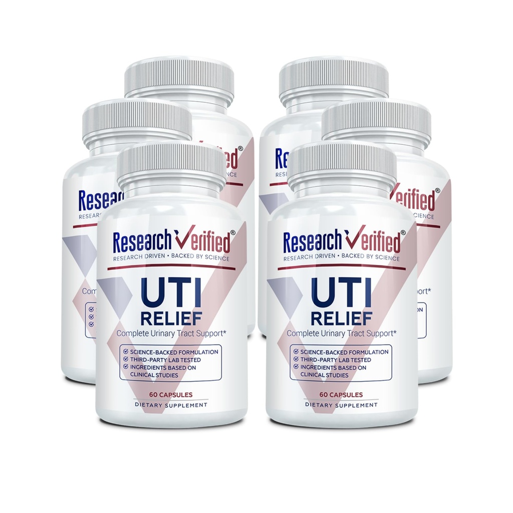 Forskning Bekreftet UTI Relief - Urin Tract Support Supplement - 100% naturlig, Vegan med Lingonberry, Cranberry & D-Mannose - 6 flaske (6 måneders forsyning)