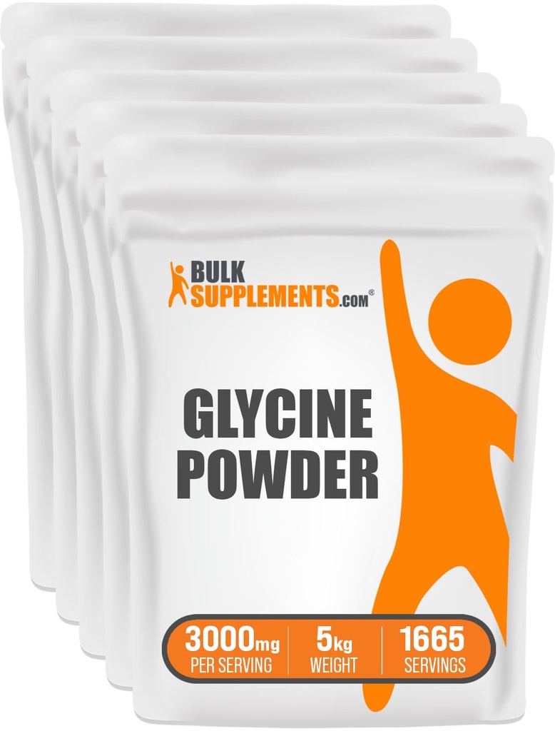 BulkSupplements.com Glycine pulver - Glycine Supplements, Aminosyre Supplement - Uflavored & Glutenfri, 3g per servering, 1kg (Pack of 5) (11 lbs)