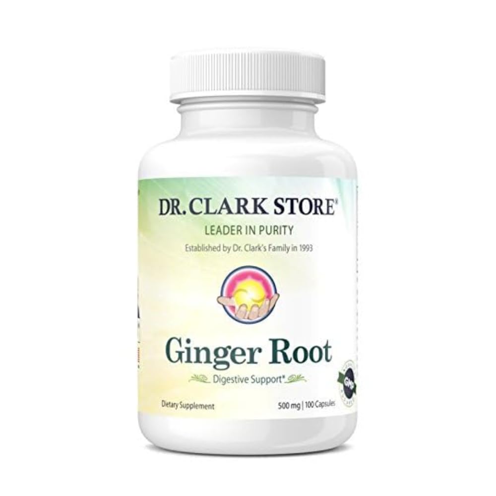 Dr. Clark Ginger Root Supplement - Digestiv støtte - 500 mg 100 Gelatin Kapsler
