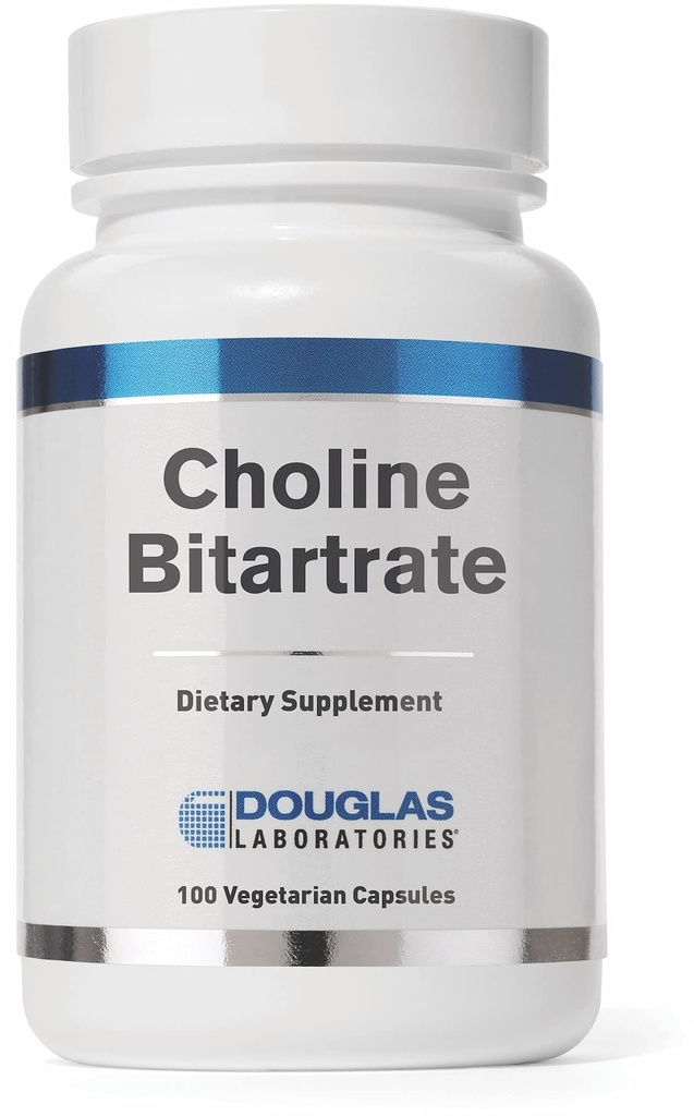 Douglas Laboratories Choline Bitartrate | Supplement til å støtte lever, nevrologisk og hjerte helse, mentalt fokus og nervesystem* 100 kapsler