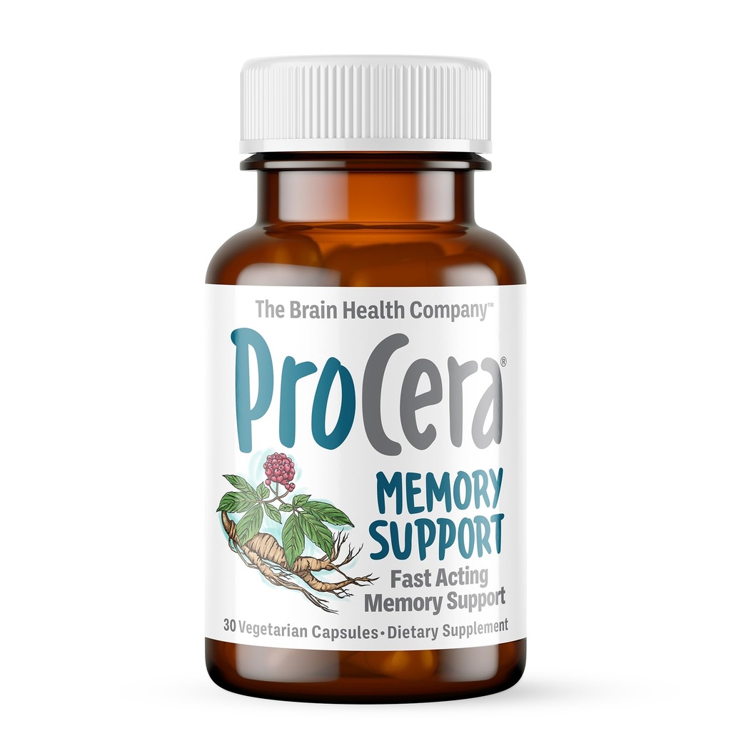 Procera Minne Support - Basert på 60+ Ingrediensstudier - Økt mental ytelse - Klarhet - Mood stabilitet - Stress - Mental tretthet - Adaptogens - Ginseng - Ginkgo Biloba - 30 Count