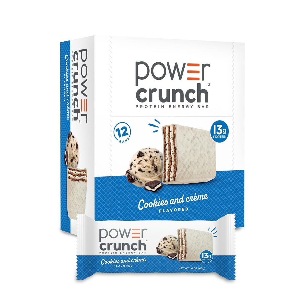 Power Crunch Protein Bars, høyproteinsnacks med god smak, informasjonskapsler og crème, 1,4 Ounce (12 greve)