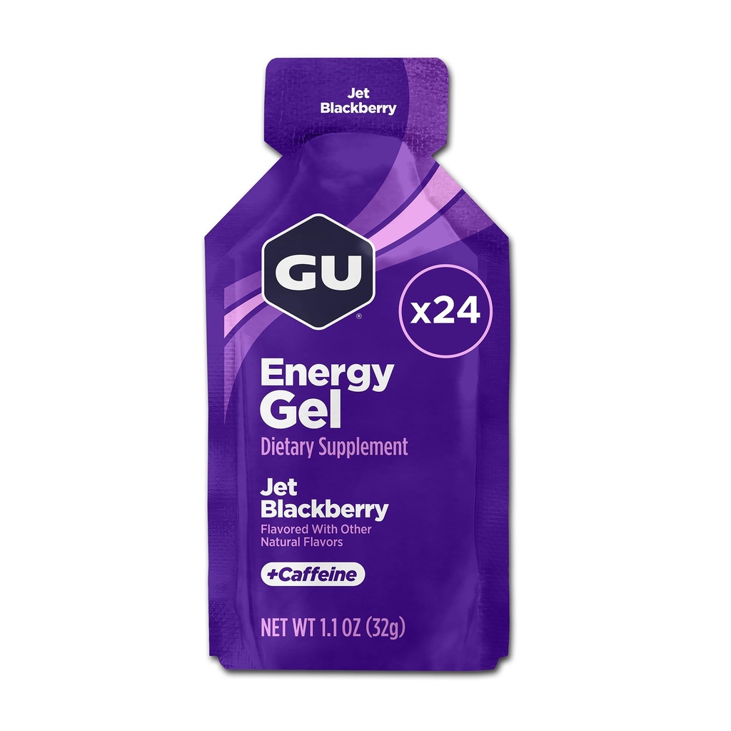 GU Energi opprinnelig Sport Ernæring Energi Gel, Jet Blackberry, 24 Count Box (123044)