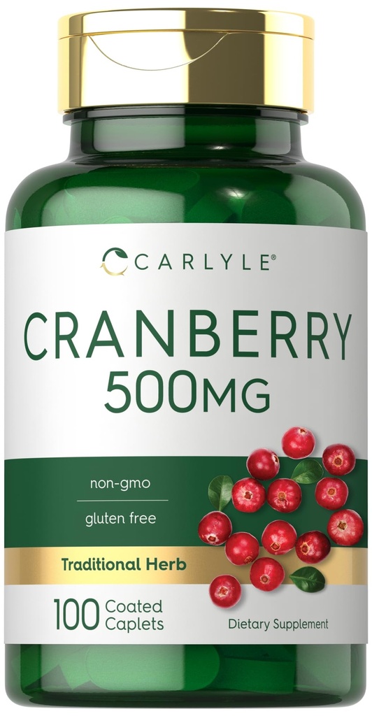 Carlyle Cranberry piller | 500 mg | 100 kapeller | Ikke-GMO, Glutenfri Supplement for kvinner og menn