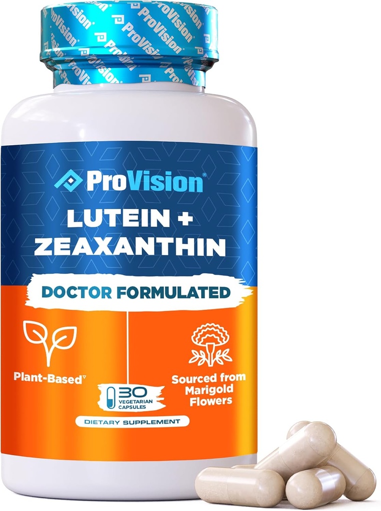 ProVision Lutein & Zeaxanthin Supplement Plantebasert Lutein & Zeaxanthin Eye Vitaminer - Zeaxanthin Plus Lutein Supplement for øyne - 30 Kapsler