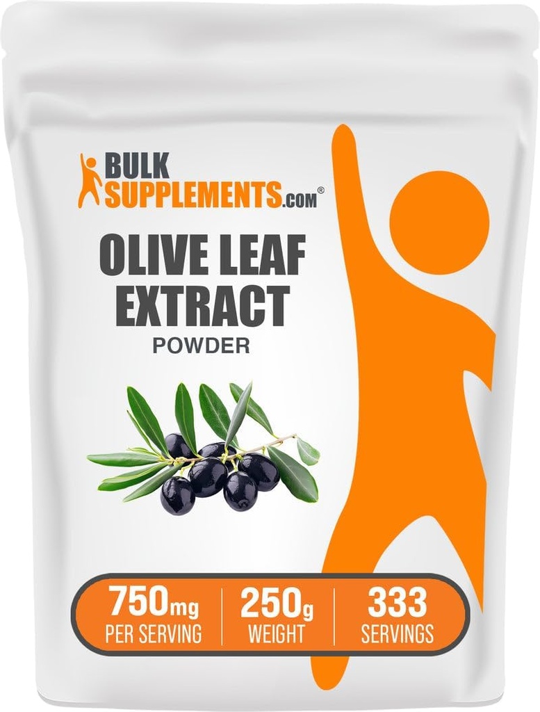 BulkSupplements.com Olive Leaf Ekstrakt pulver - Herbal Supplement, Antioksidant Kilde, Olive Leaf pulver - Glutenfri, 750 mg per servering, 250g (8,8 oz) (Pack of 1)