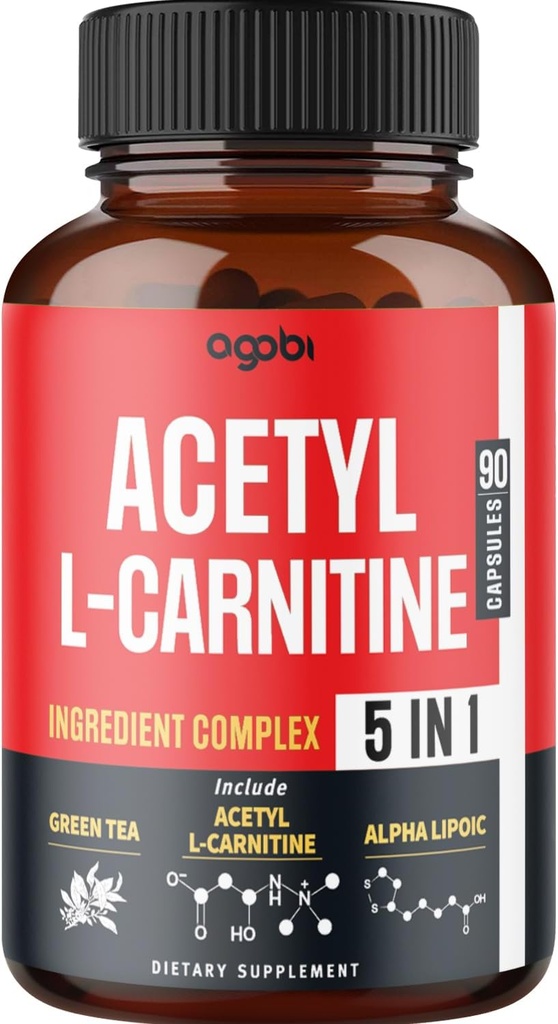 Acetyl L-karnitin Supplement - 2600mg 3 måneder - blandet med Alpha Lipoic Acid, Grønn Te, Grønn Kaffebønner & bringebær ketoner - Minne & Helse Helse Støtte, Ikke-GMO - 90 Vegan Kapsler