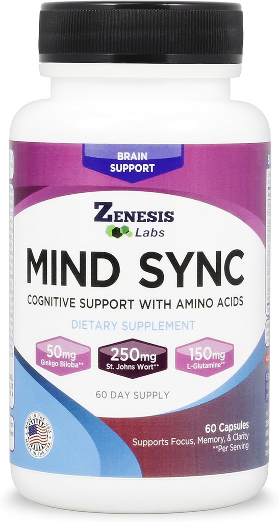 Zenesis Labs Mind SYNC - 60 Kapsler med Ginkgo Biloba, St. John's Wart & L-Glutamine - Les anmeldelser