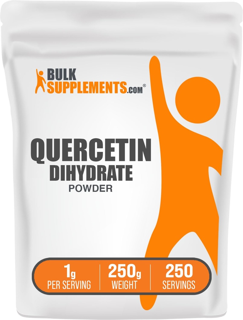 BulkSupplements.com Quercetin Dihydrat pulver - Quercetin kosttilskudd, Antioksidanter Kilde - Vegan & Glutenfri, 1g per servering, 250g (8,8 oz) (Pack of 1)