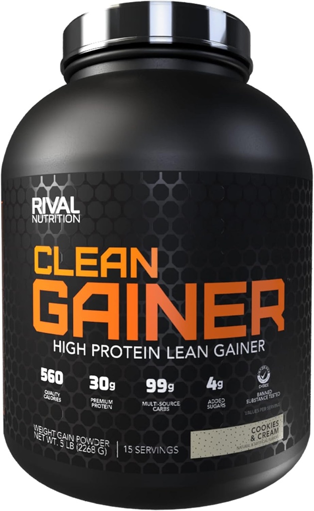 Rival Nutrition Clean Gainer - Informasjonskapsler og krem, 5lbs