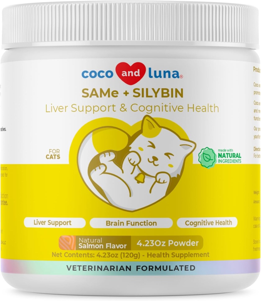 Same og Silybin for katter - S-adenosyl-L-Methionin - 120g pulver - Liver Supplement - fremmer kognitiv og lever støtte