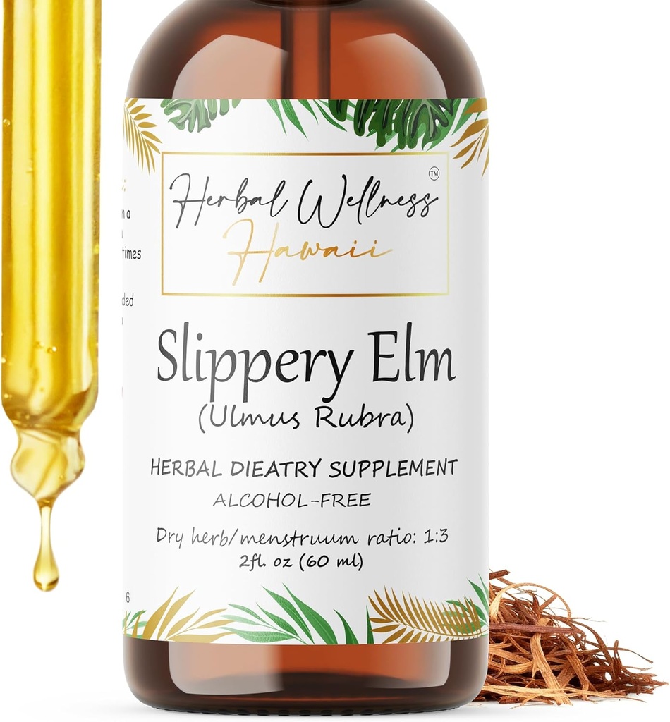 Slippery Elm (Ulmus Rubra) Tørket Bark alkoholfri væskeekstrakt (2 oz)