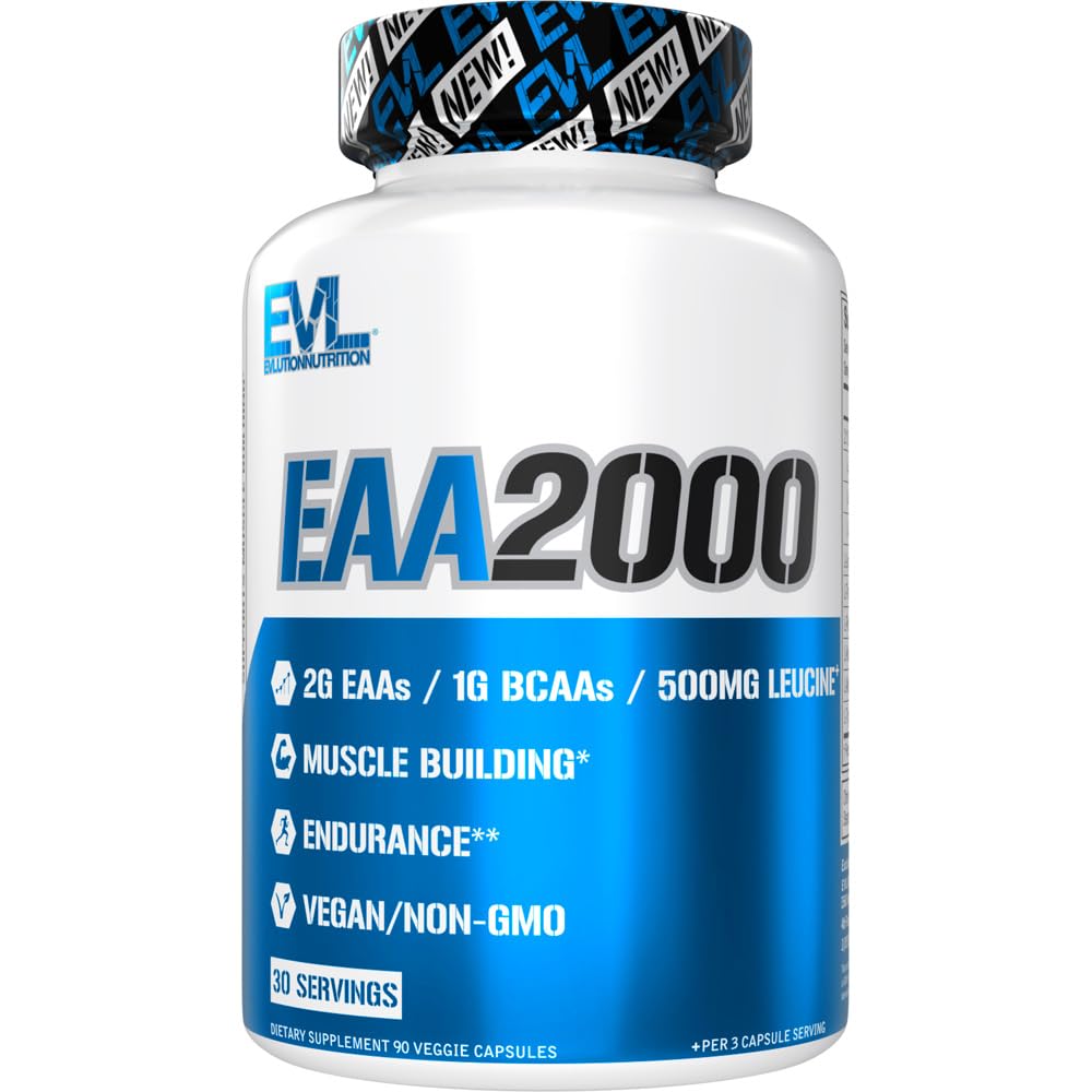BCAA Ea Essential Aminosyrer Kapsler - EAA Supplement for Pre & Post Trening Muskelbygging Endurance og gjenoppretting støtte med 2g per servering pluss 1g BCAA i optimal 2:1:1 forholdet (30 Services)