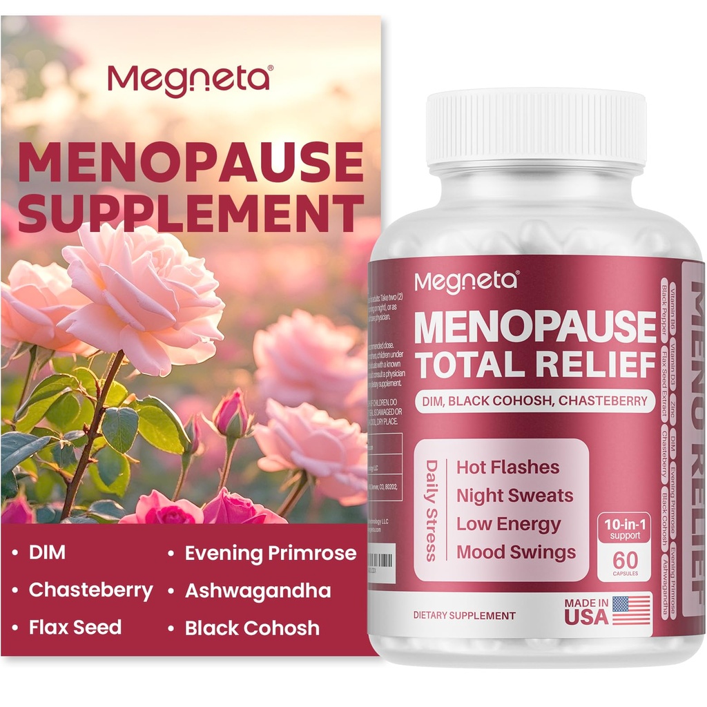 Menopause kosttilskudd for kvinner, støtte varme blits og nattsweats, med svart cohosh, DIM & Aften Primrose, Hormonal Balance & Mood Support - 60 kapsler