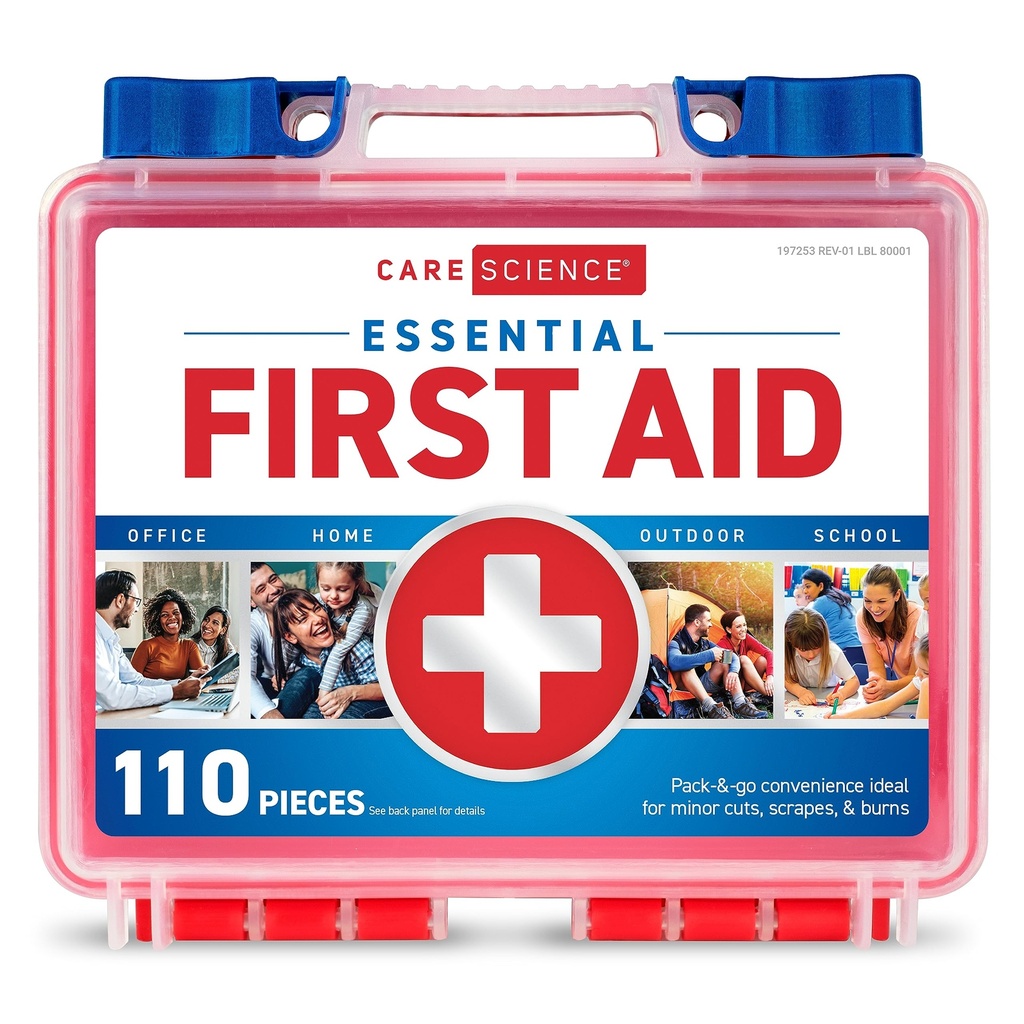Care Science First Aid Kit, 110 stykker Profesjonell bruk for reise, arbeid, skole, hjem, bil, nødsituasjon, overlevelse, camping, vandrer, og mer