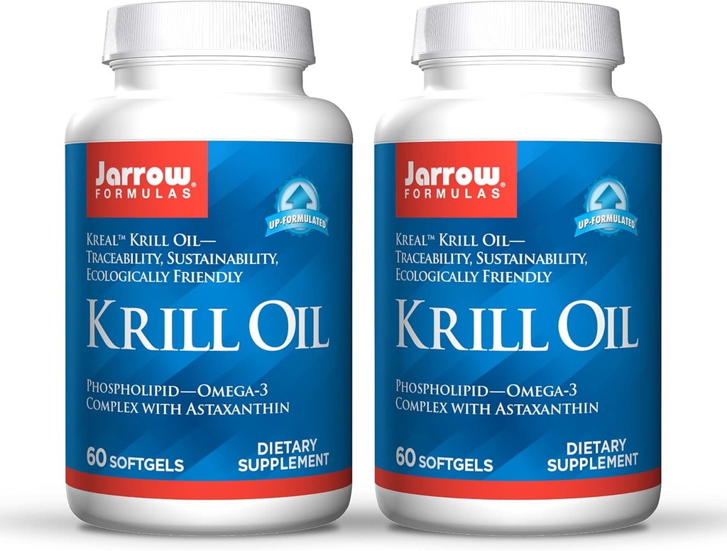Jarrow Formler Krill Olje - 60 Softgels - Fosfolipid Omega-3 Kompleks med Astaxanthin - Kan støtte Lipid Management, Brain Funktion & Metabolisme - 30 Services