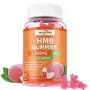 HMB og leucine Gummies Supplement: HMB Kosttilskudd for menn 1500mg og leucin aminosyre for muskelgjenvinning øke muskelmasse forbedre utholdenhet ikke-GMO sukkerfri fersken 60 gummier
