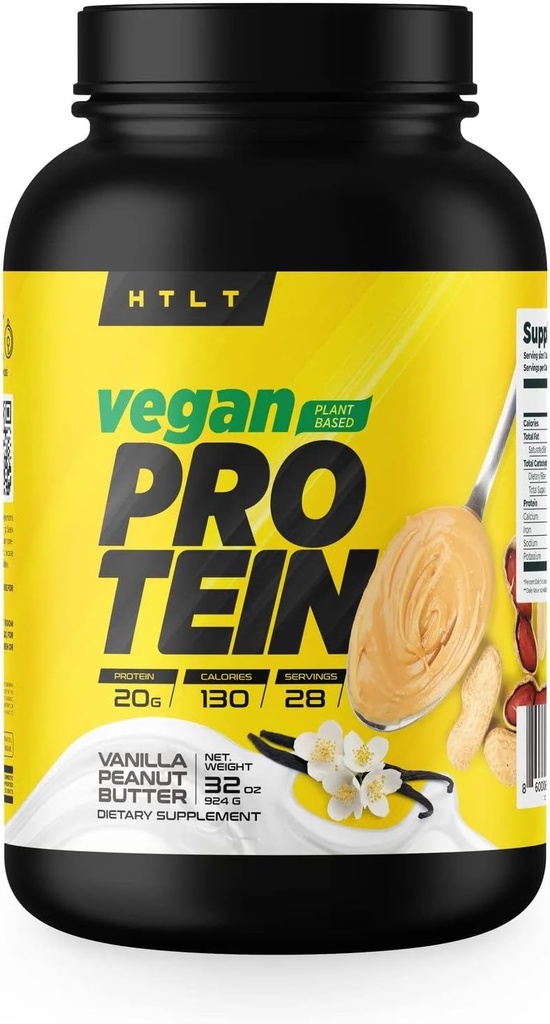 Veganprotein ved HTLT | Plantebasert proteinpulver | Pea & Rice Protein pulver blanding | for høy-protein rister og bakte behandlinger, (Vanilla Peanut Butter)