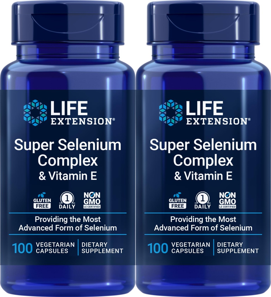 Livsforlengelse Super Selenium Complex 200 mcg og vitamin E, 100 Veg Caps (pakke med 2)