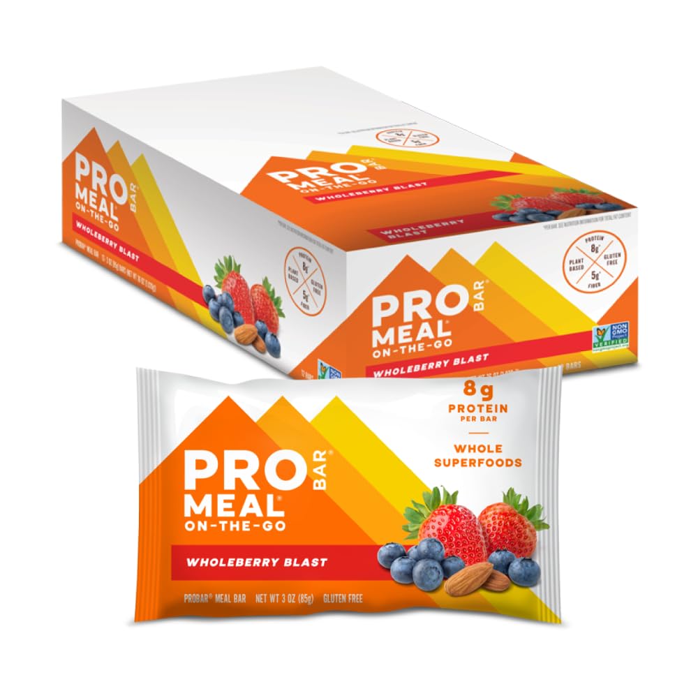 PROBAR - MEAL Bar, Helbær Blast, Ikke-GMO, Glutenfri, Sunn, Plantebasert, Helfôr Ingredienser, Naturlig energi (12 count)
