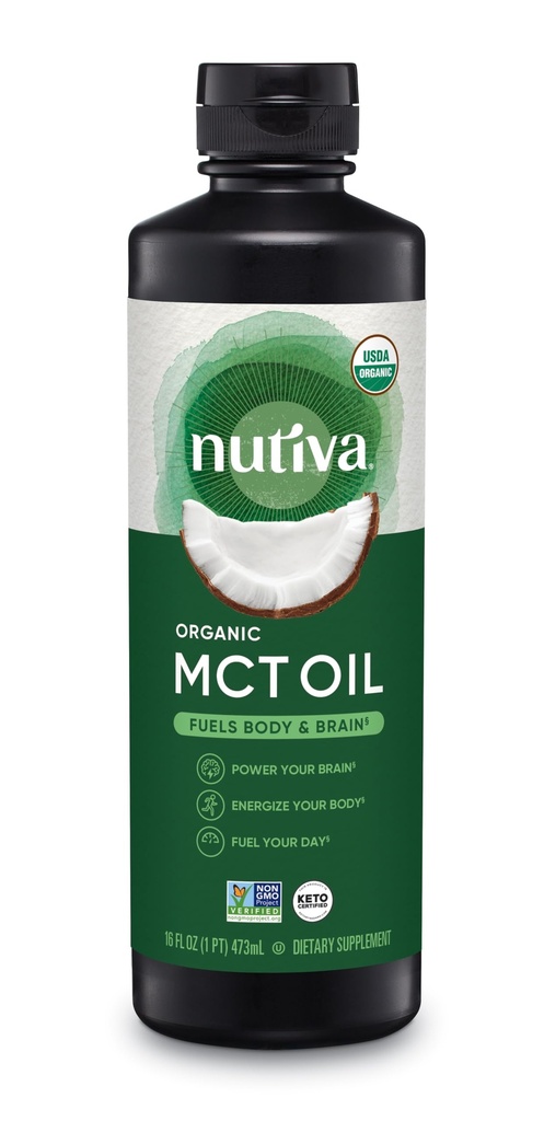 Nutiva Organic MCT Olje, Kosher, Ketovennlig, USDA Certified Organic, Ikke-GMO, 16 Fluid Ounce (pakke med 1)