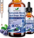 NAD Kosttilskudd for kvinner og menn, NAD Nikotinamid Riboside Resveratrol 900mg & Quercetin, Niacin, kollagen, Biotin, flytende NAD Plus Supplement NR900 For anti-aldring hud energi lang levetid fokus hjernen