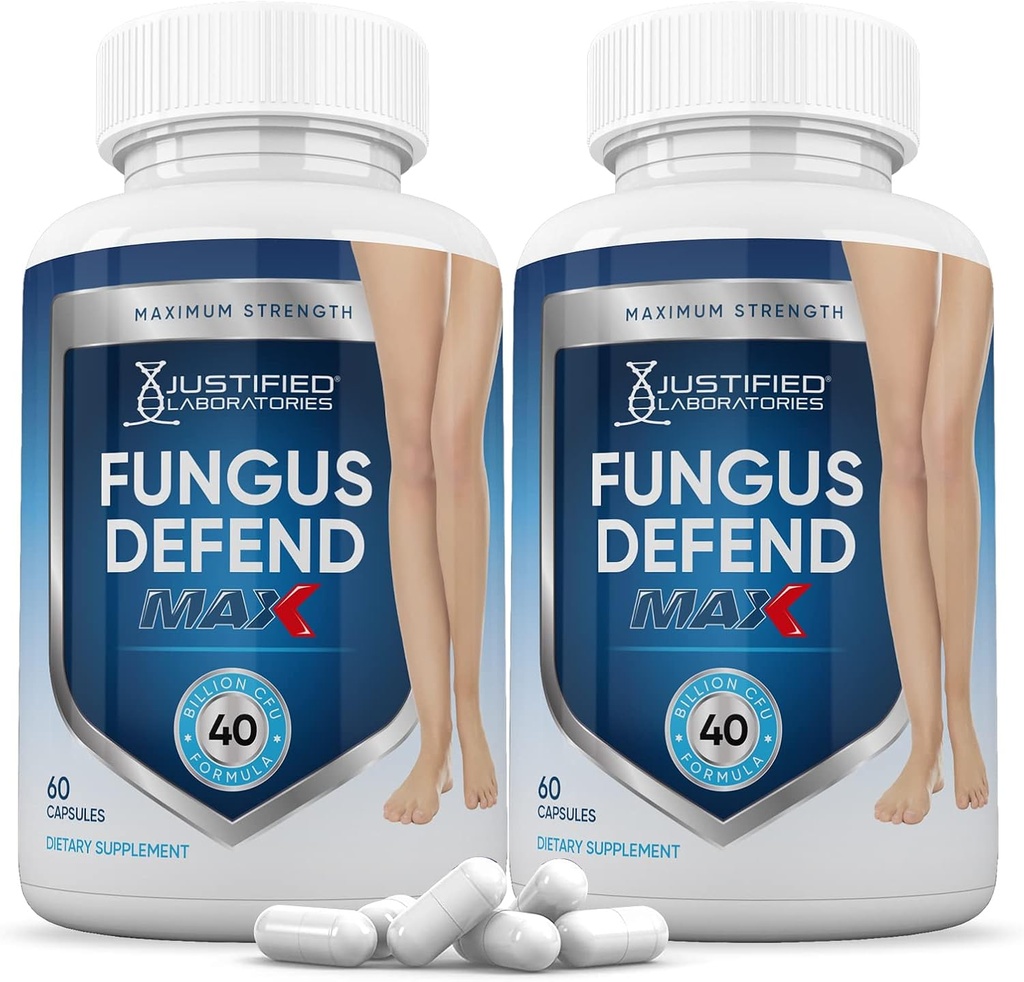 Justifiserte Laboratories (2 Pack) Fungus Forsvar Max piller 40 milliarder CFU Probiotiske 120 kapsler