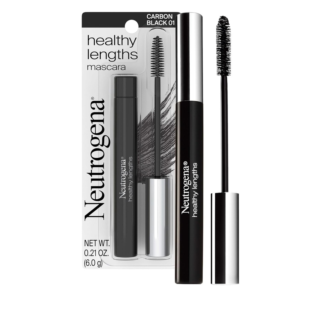 Neutrogena Sunn Længde Mascara - med vitamin E & Olive Olje, forlenger Længdeformel utseendet på dine Lashers opp til 100% uten klumping, flaking eller smudging, Carbon Black 0.21 oz