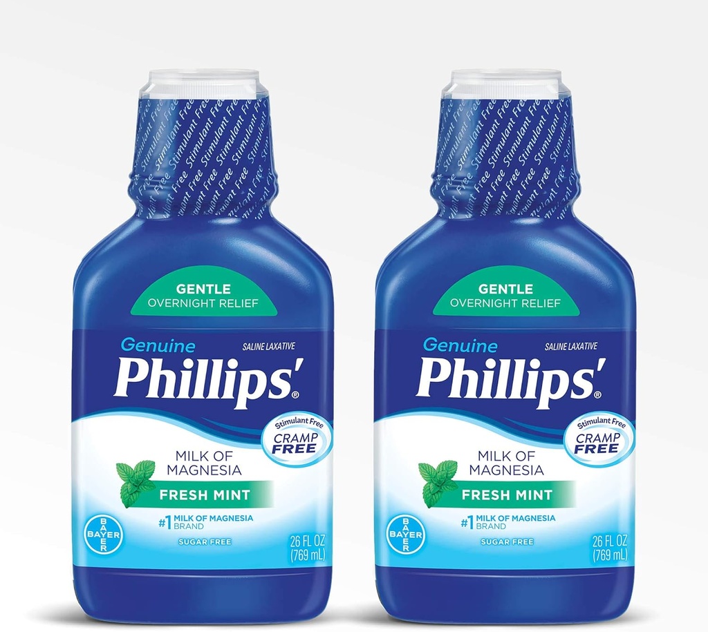 Phillips' Melk av Magnesia Laxative, Fresh Mint, 26 Fl Oz (Pack of 2)