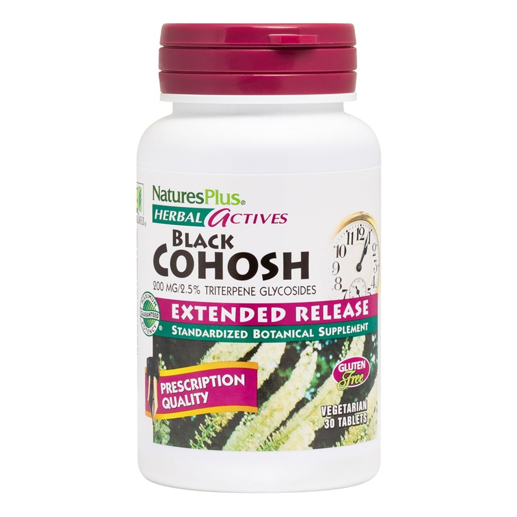 NaturesPlus Herbal Actives Svart Cohosh - 30 Tabletter - ernæringsmessig støtte for velvære under Menopause - Vegetarisk, Glutenfri - 30 Serveringer