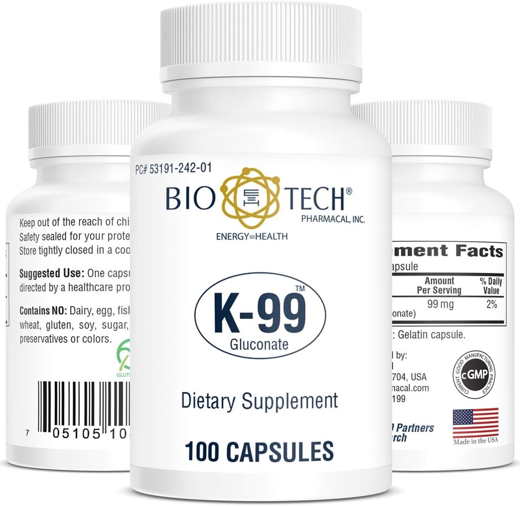 Bio-Tech Pharmacal Kalium Dietary Supplement (K-99 Gluconat, 100 count)
