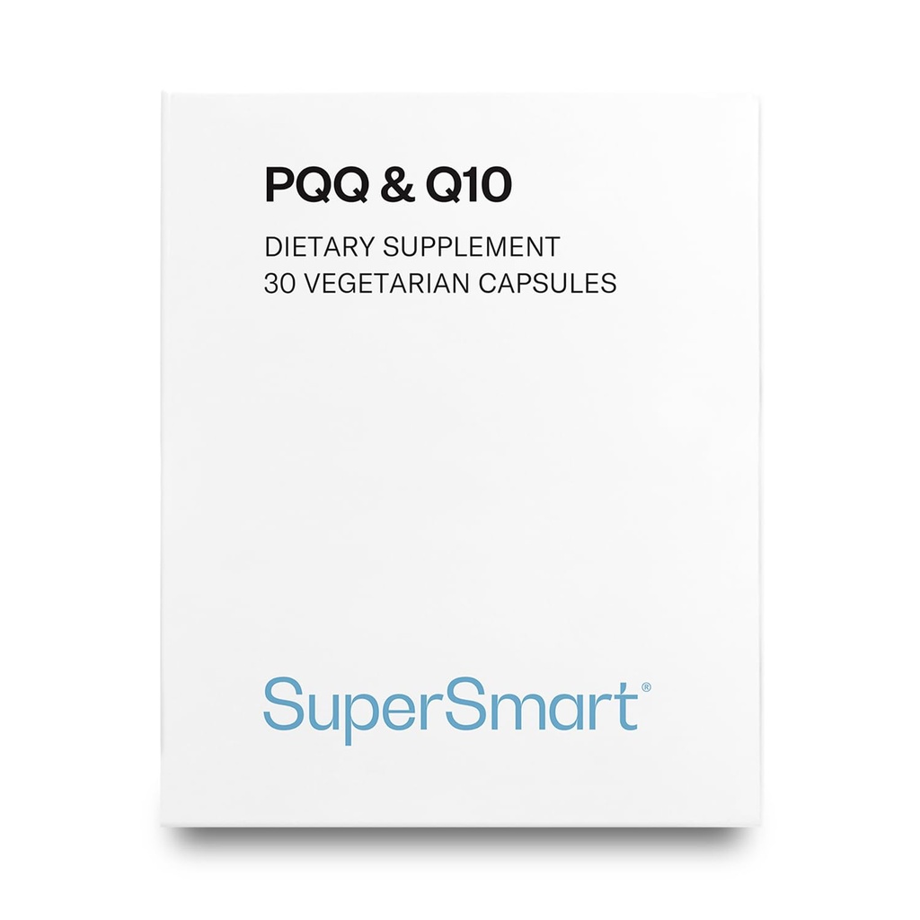 Supersmart - PQQ & Q10 (CoQ10) - Kraftig antioksidant som brukes til å beskytte Mitochondria Opp til 20% for aldrende celler | Ikke-GMO & Glutenfri - 30 vegetariske kapsler