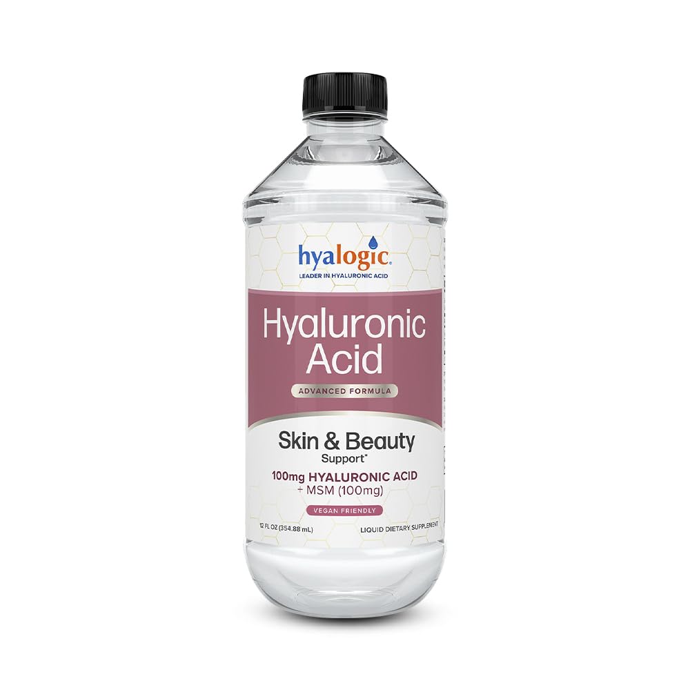 Hyalogisk flytende hyaluronsyre Supplement - Umerkelig Hud støtte med 100 mg HA og 100 mg MSM - naturlig hydrasjon for ansiktet, øynene og leppene - høy molekylær vekt formel - 12 oz