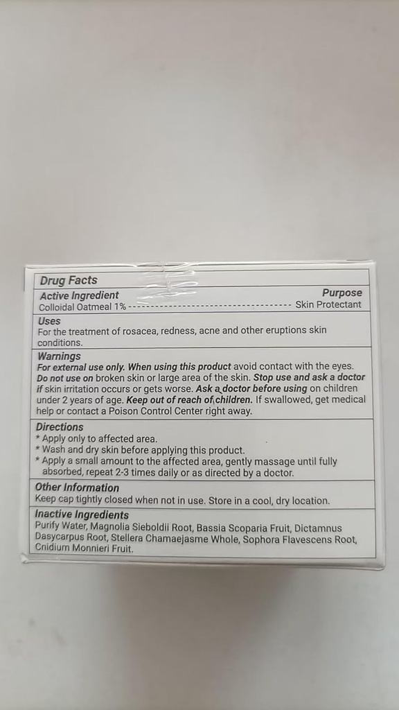 Rosacea krem, rask lindring for rødhet, piller, bumper, irritasjon, brenning, heving, kløe, tørrhet med alle naturlige urter ingredienser, 3,53 oz