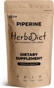 Herbadiet Piperine 95% pulver | Svart Pepper Ekstrakt pulver 95% ved Hplc | Biotilgjengelighet forsterker, øker næringsstoffer opptak | Glutenfri, ikke-GMO bulk Supplement (0,35 oz / 10 gm)