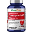 NusaPure CoQ10 400mg 100 Veggie Caps (Vegan, ikke-GMO) Coenzym Q10 Supplement, Antioksidant COQ-10 Enzyme, Coq 10