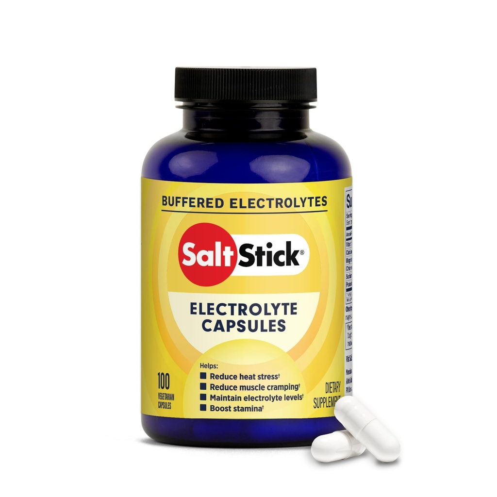 SaltSlick Electrolyte Kapsler med vitamin D | Saltpiller med elektrolyter for løping, utholdenhet idrett ernæring, løpende kosttilskudd | 100 greve elektrolyte piller