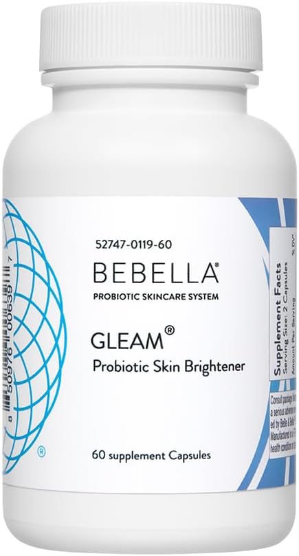 Bebella Gleam Probiotiske Blande Hudbelysning w Glutathione-Redusert NAC Alpha Lipoic Acid VIT C & Marine Collage Peptider 60 Kapsler