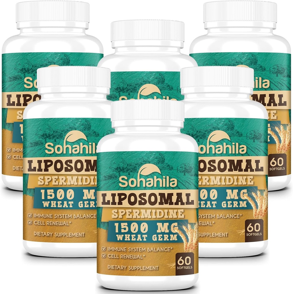 Spermidin Supplement 15 MG - 99% Renhet, høy absorpsjon, 1500 MG Fermentert hvete Germ ekstrakt med sink og tiamin, Spermidin for menn og kvinner - Cellular Renewal, Aging Defense, Energi, 360 Softgels