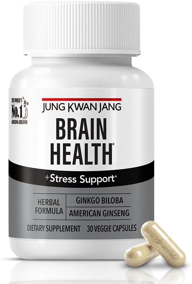 JUNG KWAN JANG Ginkgo Biloba Kosttilskudd med amerikansk Ginseng for Hjerne Helse Formula, Minne ekstra styrke, Focus Booster, fremme kognitiv funksjon - 30 Kapsler for menn og kvinner