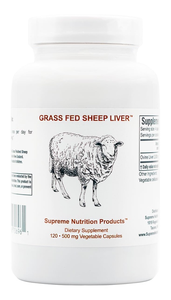 Supreme ernæringskorn Fed Sheep Liver, 120 ren ovine leverkapsler