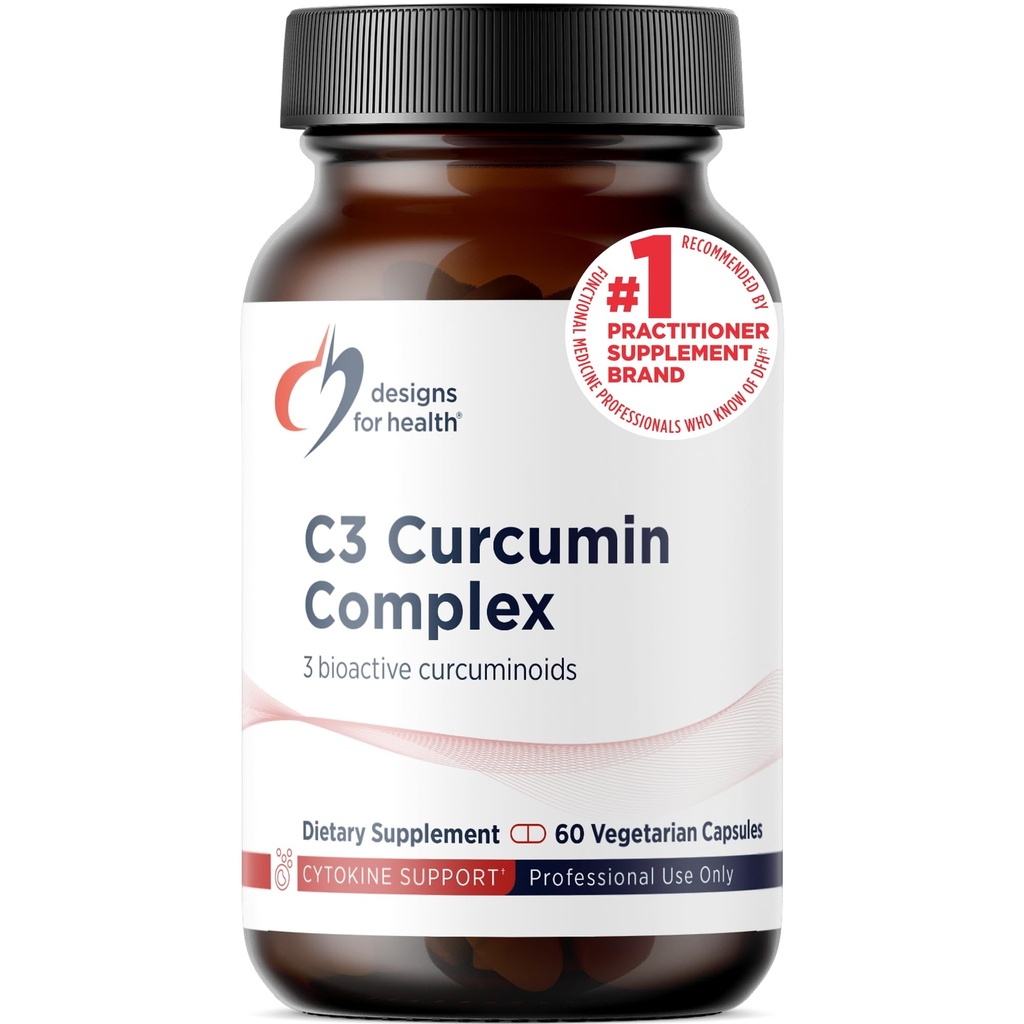 Designs for Helse C3 Curcumin Complex - Biologisk tilgjengelig Curcuminoid Turmeric Supplement, 400 mg med 3 Bioaktive Curcuminoids - Ikke-GMO, Glutenfri + Vegetarisk (60 kapsler)