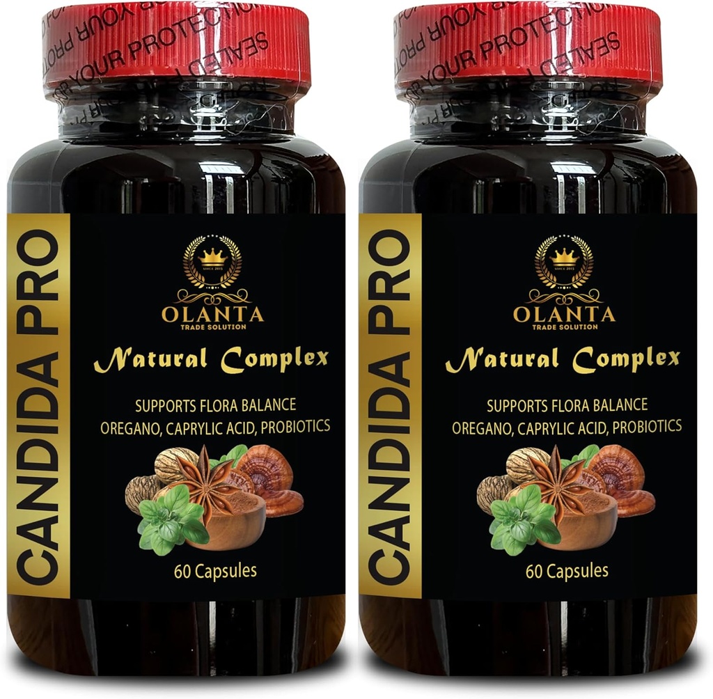 Candida Support Complex - Oregano Leaf Supplement, Økologisk Anise frø hele, støtter Gut Helse, Naturlig Candida Cleanse, Immune Helse Herbal - 2 flasker 120 Kapsler